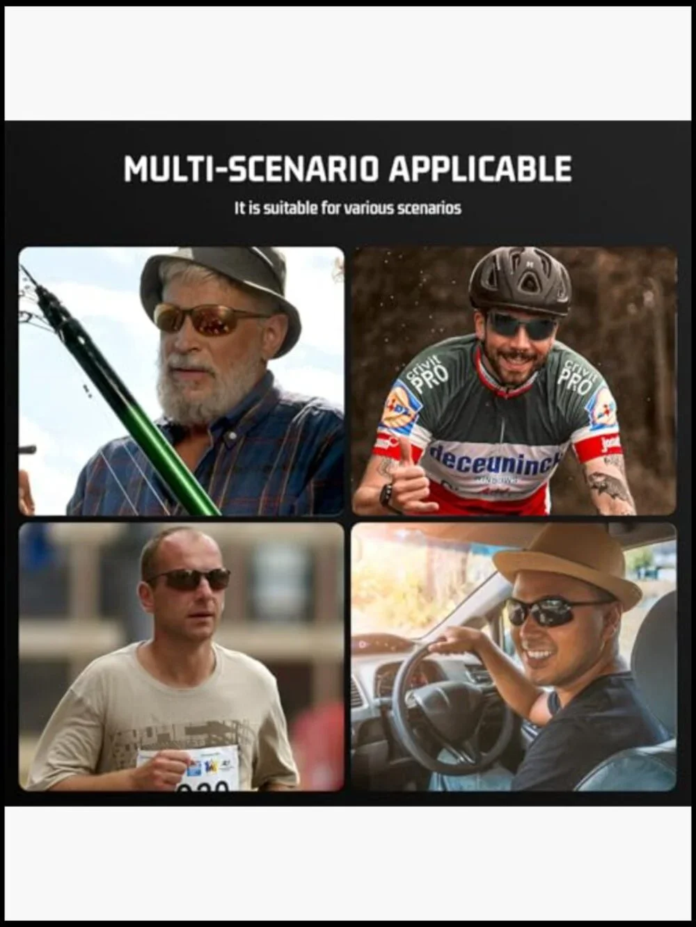 TR90 Ultra-lightweight Sports Sunglasses with HD Polarized UV400 Protection